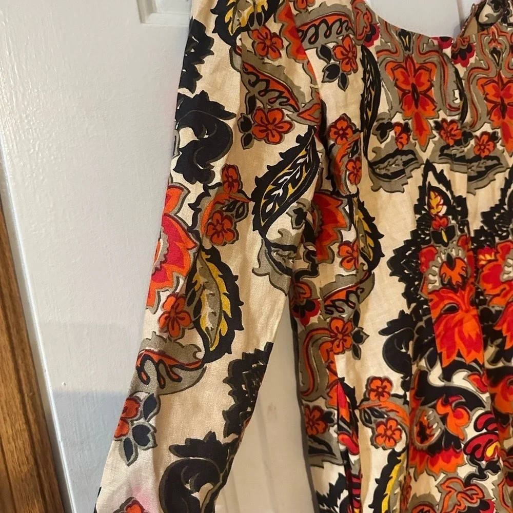 J‎ Crew Dress 100% Linen Floral Shift Dress with Pockets. Size 4.